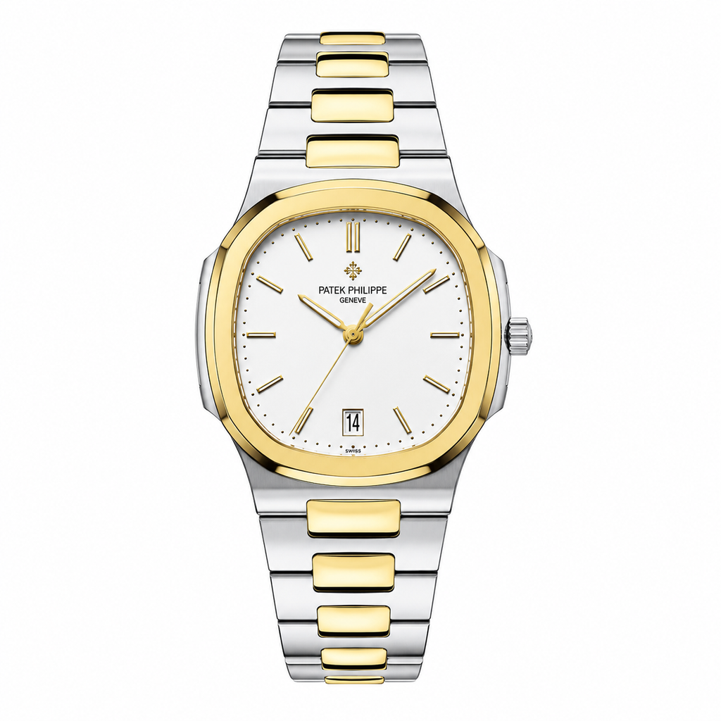 Patek Philippe Two-Tone Luxury Quartz Watch – White Dial Edition