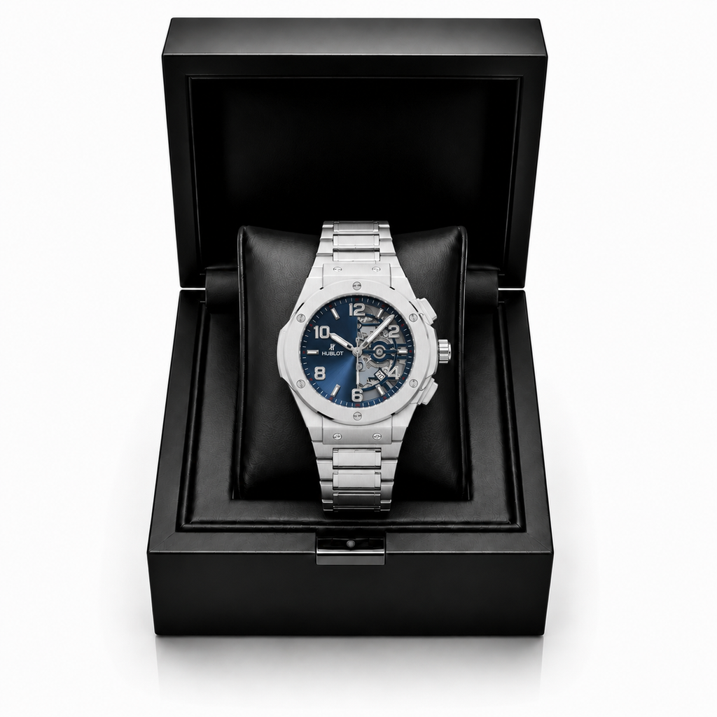 Hublot Classic Fusion Blue Skeleton Dial Stainless Steel Watch